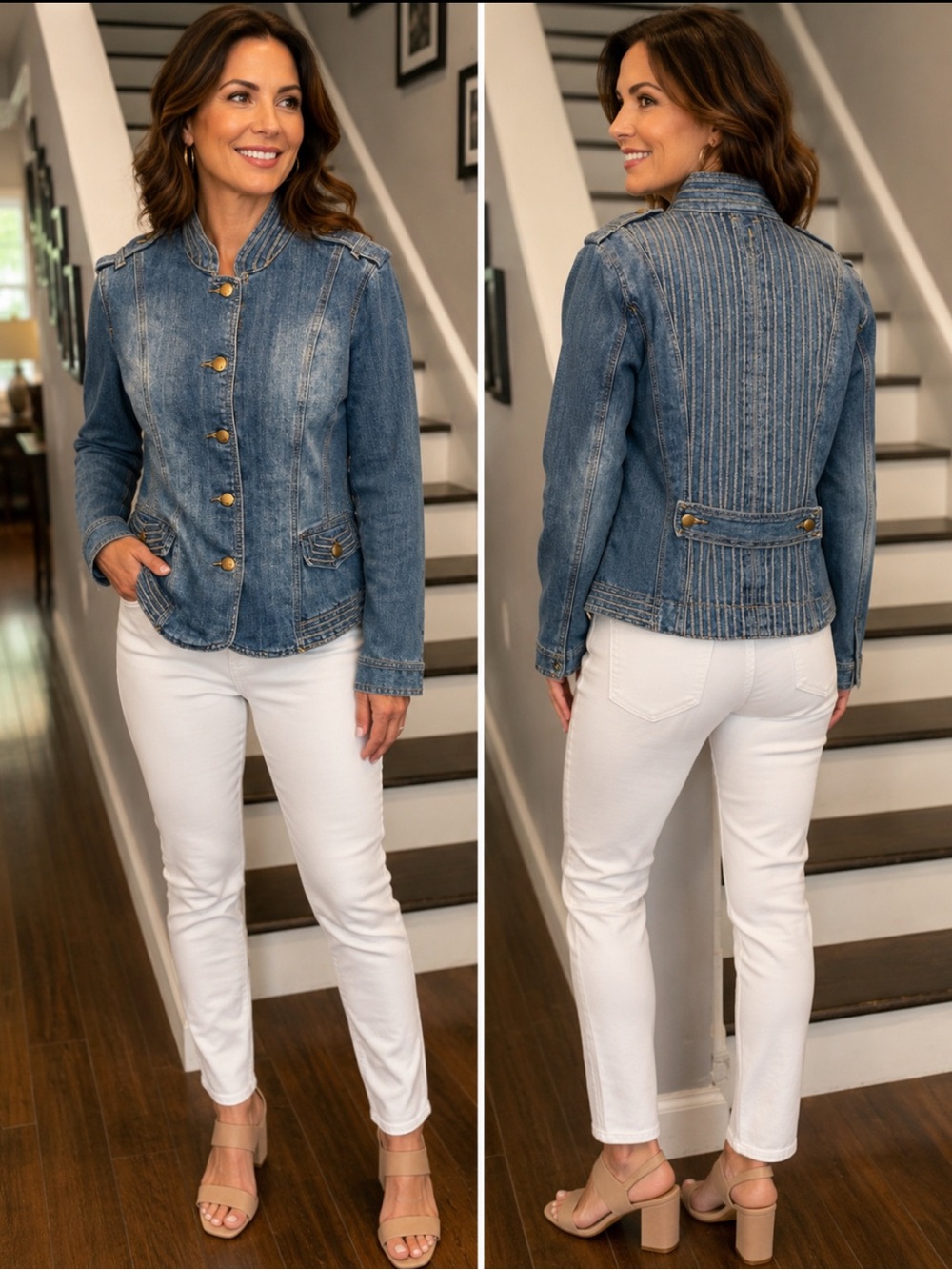 Baccini Blue Denim Military-Inspired Jacket